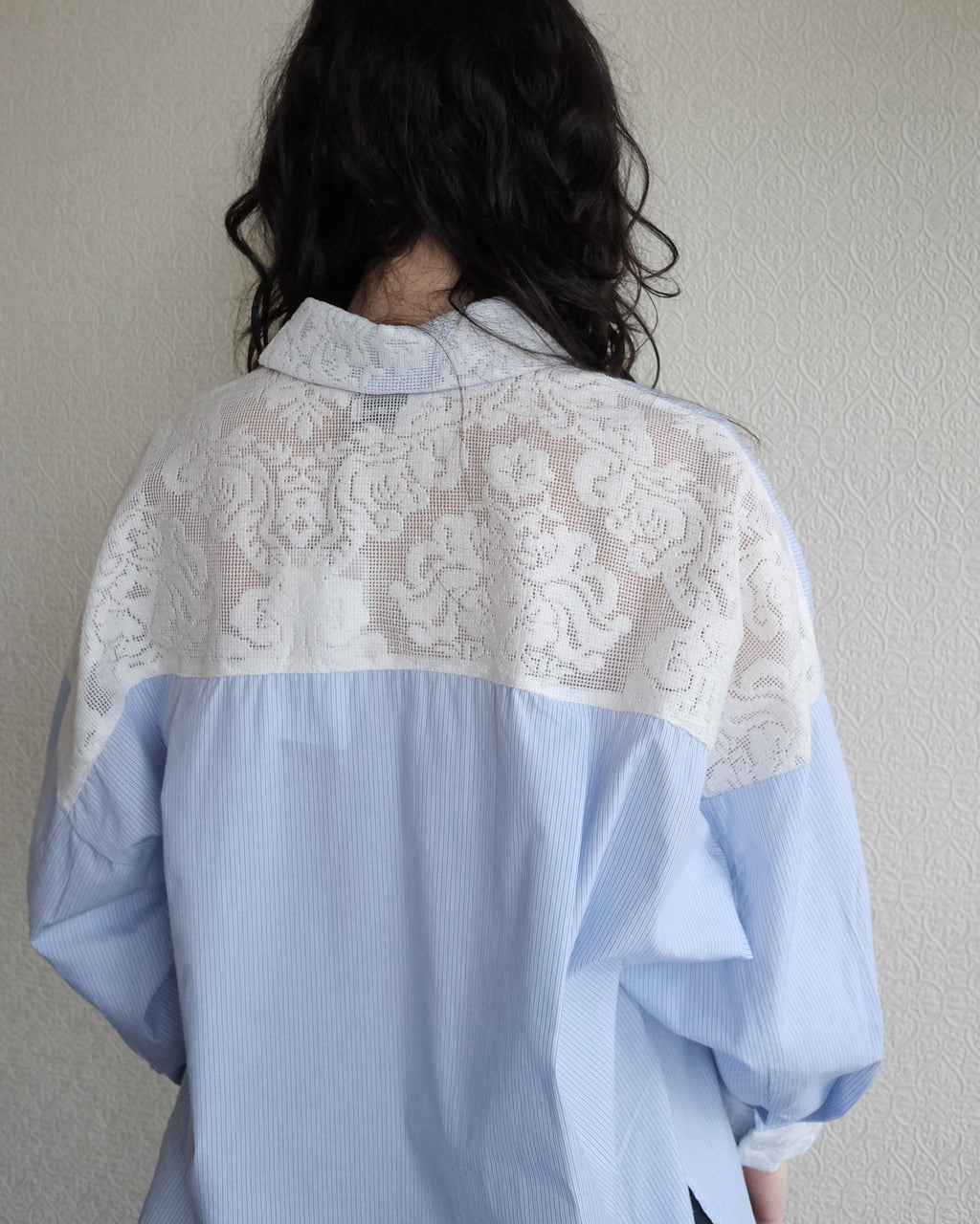 Robbie Shirt, Stripe with Lace