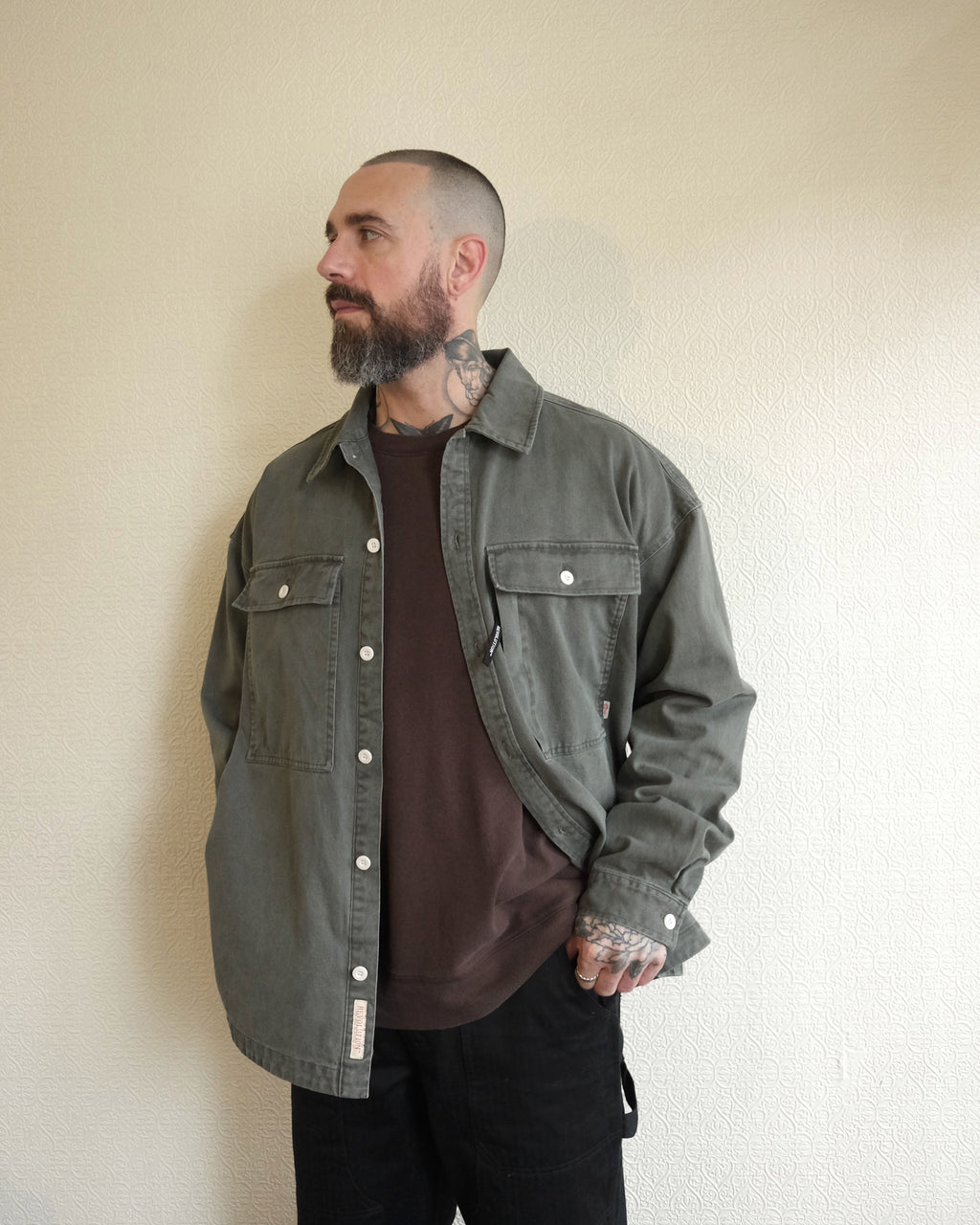 Square Pocket Overshirt, Dark Grey