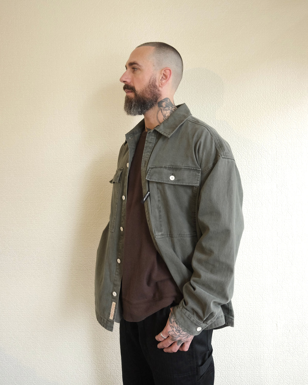 Square Pocket Overshirt, Dark Grey