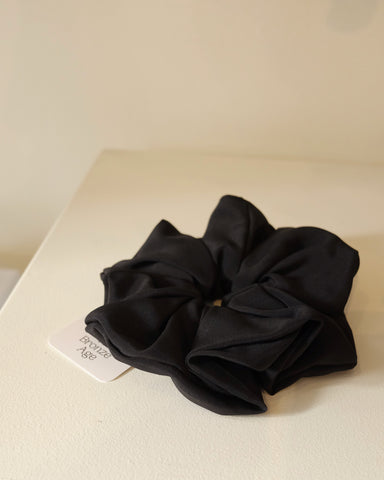 Oversize Silk Scrunchie, Black Silk