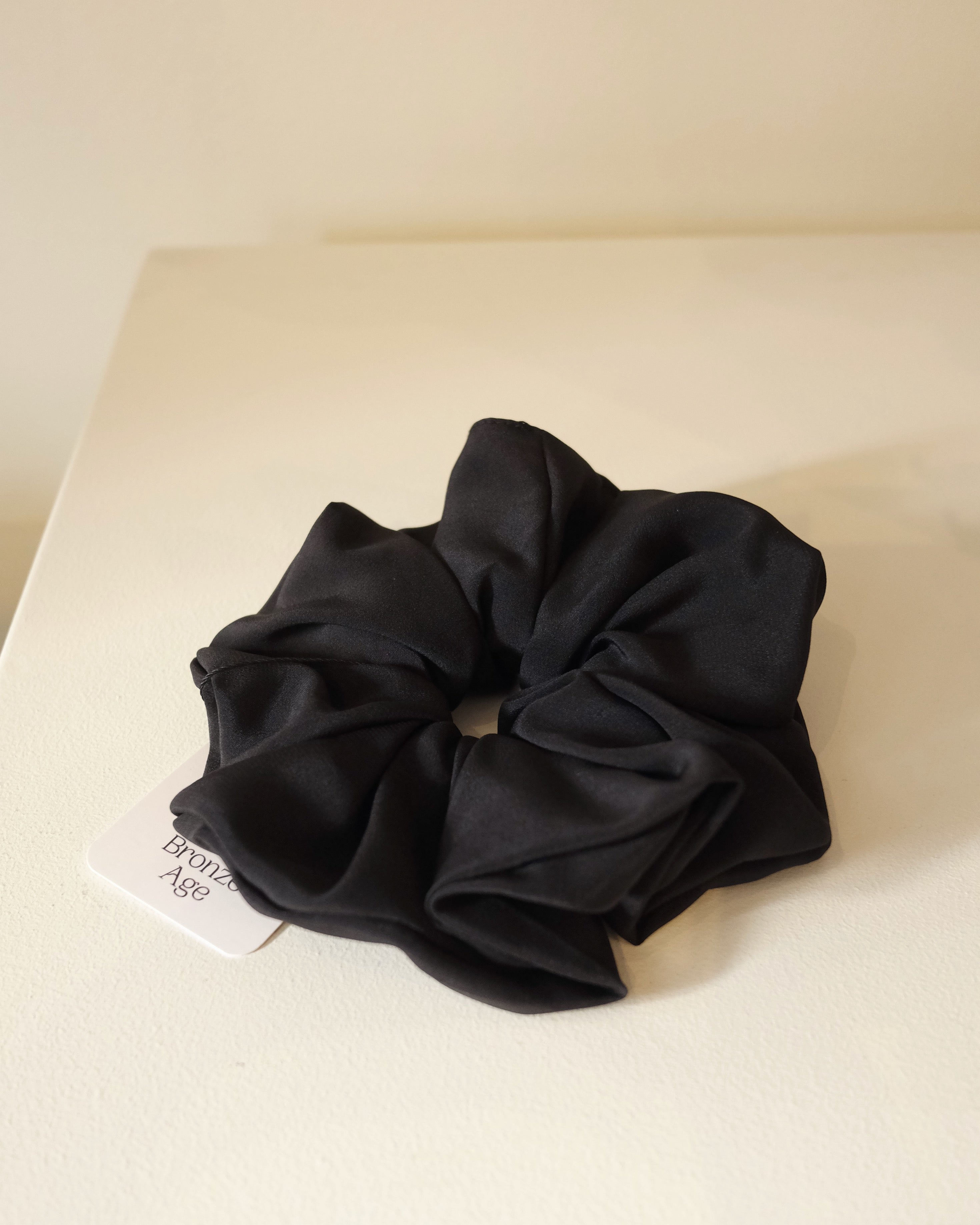 Oversize Silk Scrunchie, Black Silk