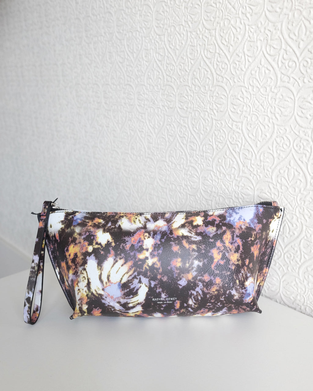 Triangle Pouch, Black Floral