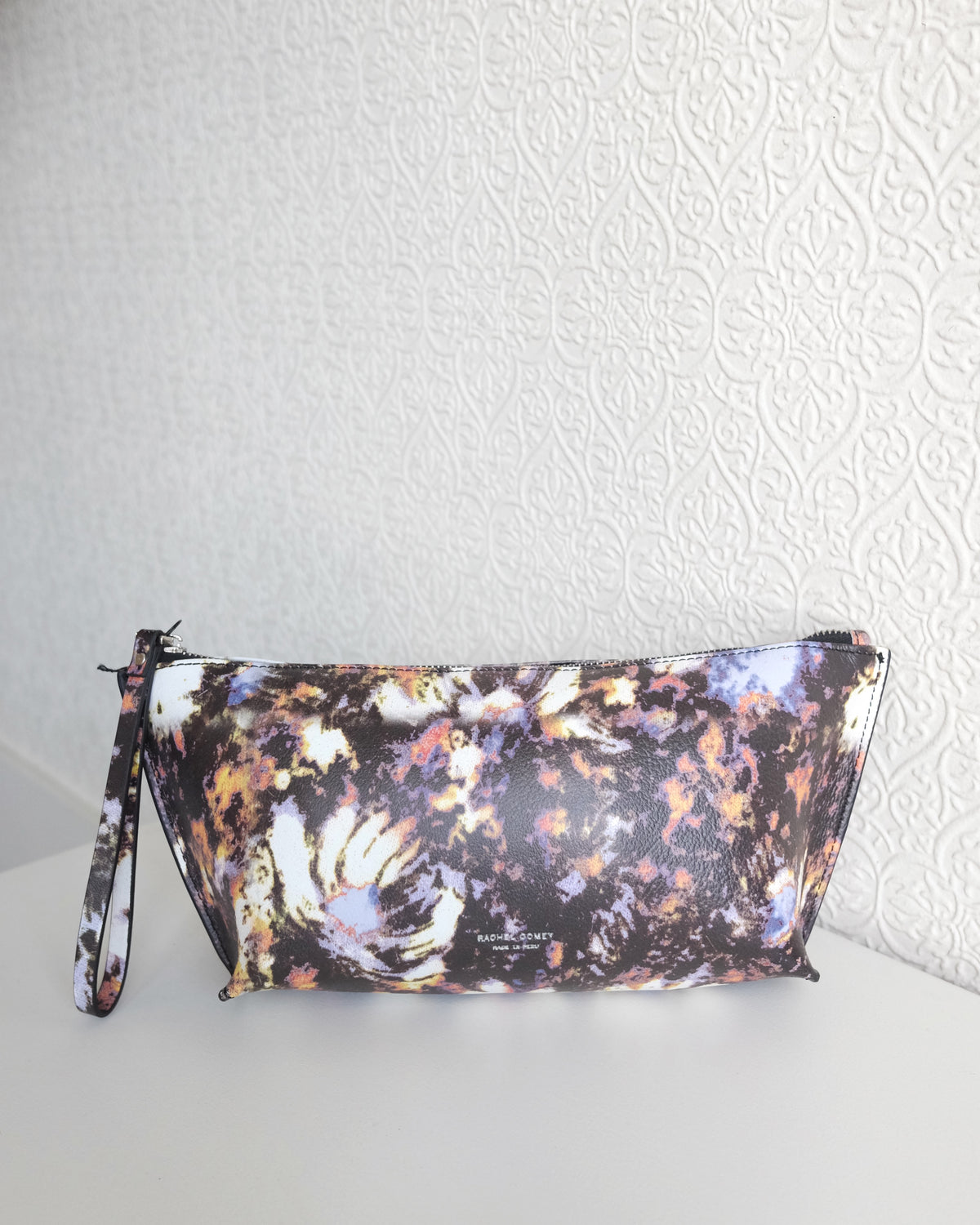 Triangle Pouch, Black Floral