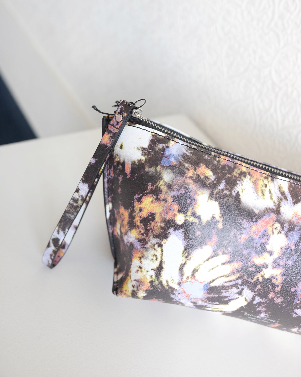 Triangle Pouch, Black Floral