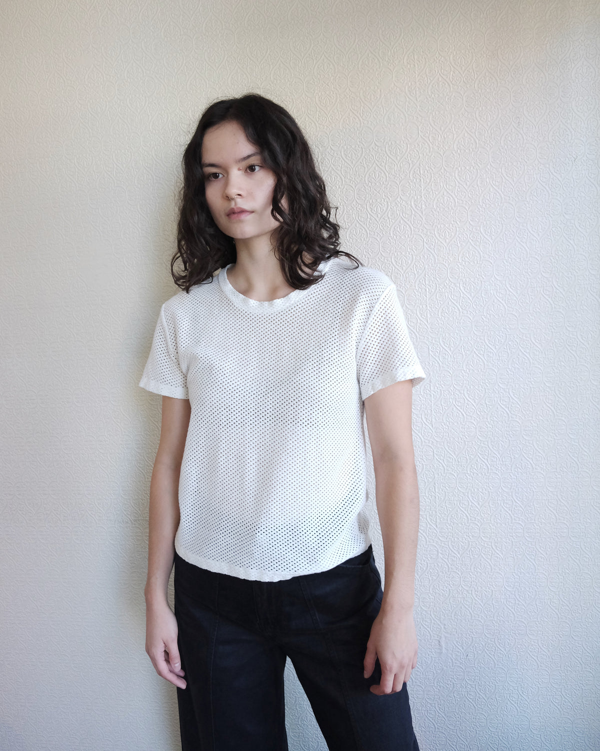 Carmen Mesh Tee, Washed White