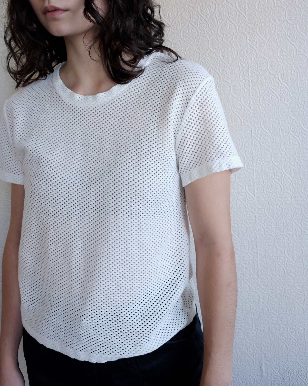 Carmen Mesh Tee, Washed White