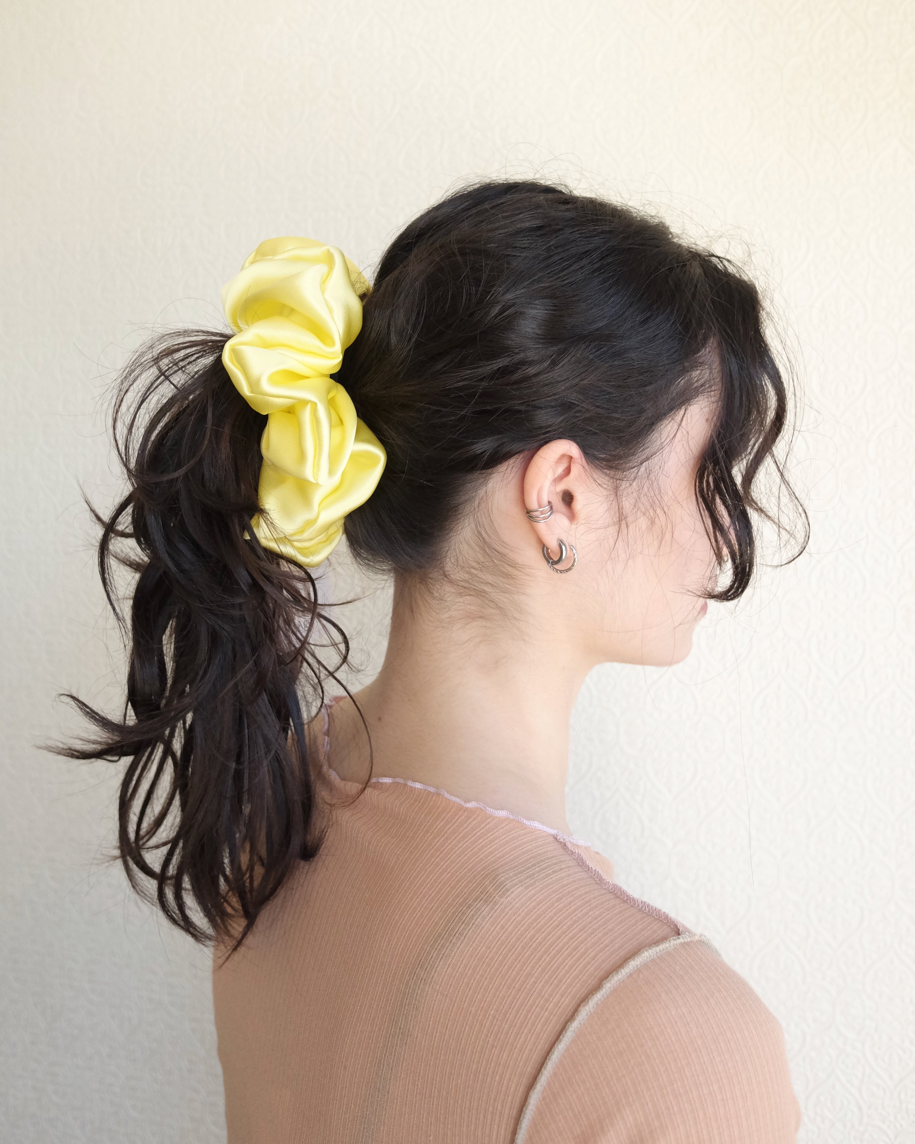 Oversize Silk Scrunchie, Butter