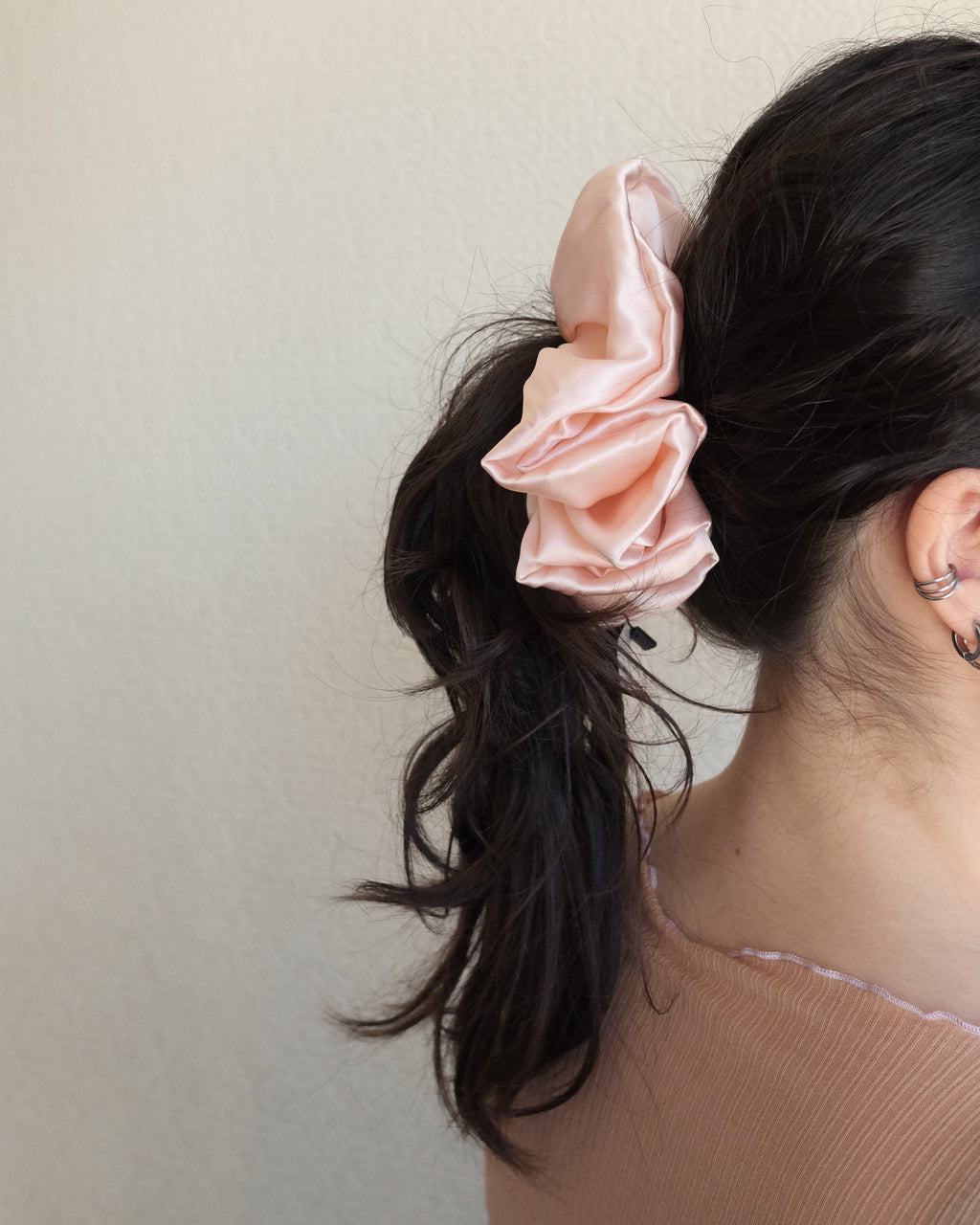 Oversize Silk Scrunchie, Piglet Pink