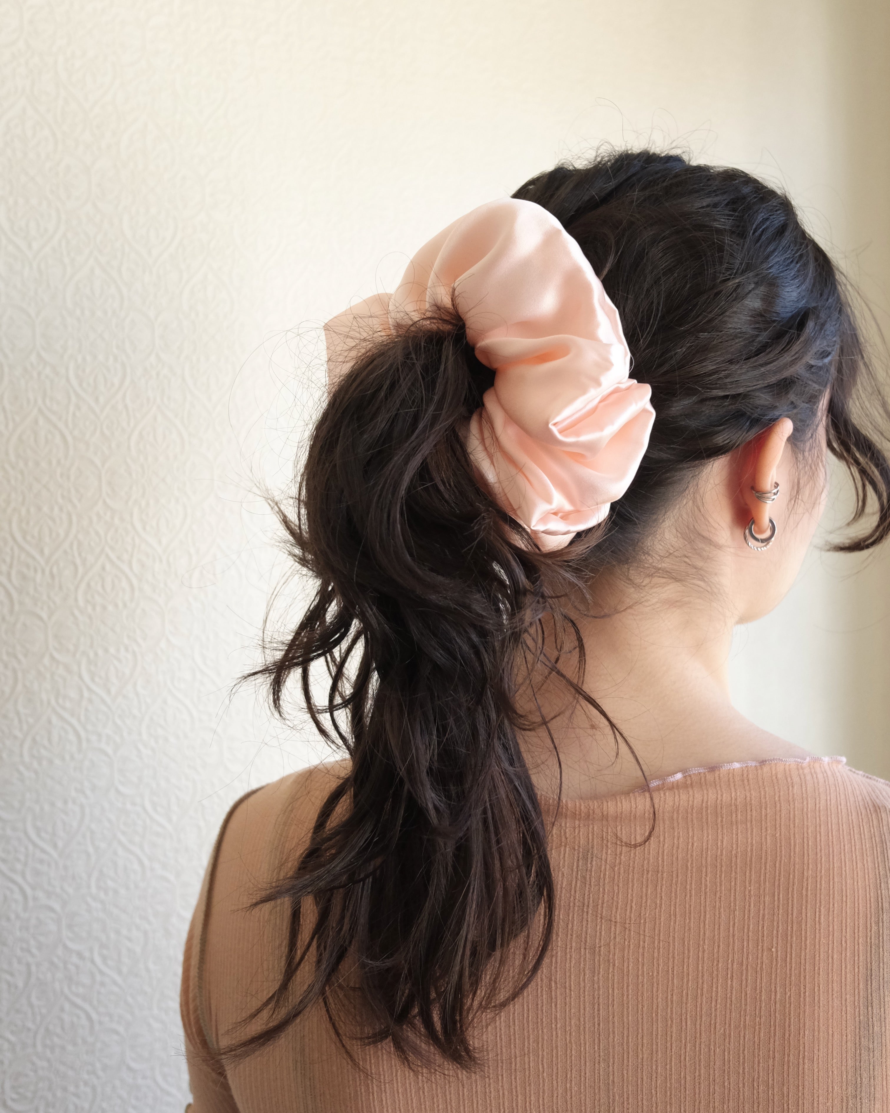 Oversize Silk Scrunchie, Piglet Pink