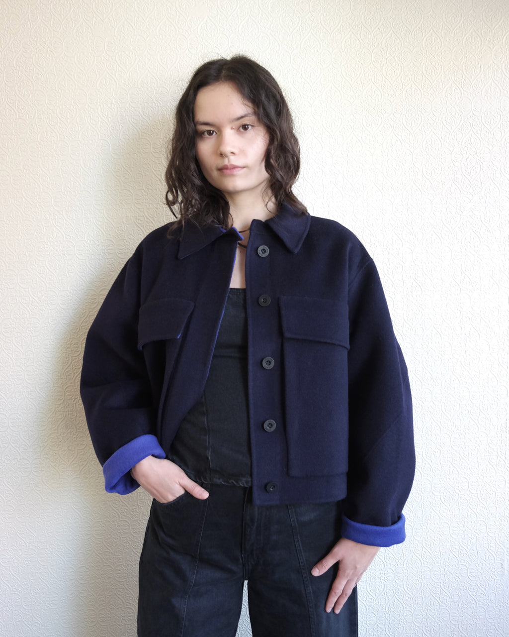 Site Jacket, Navy Wool