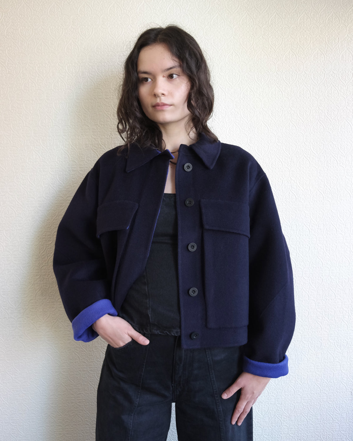 Site Jacket, Navy Wool
