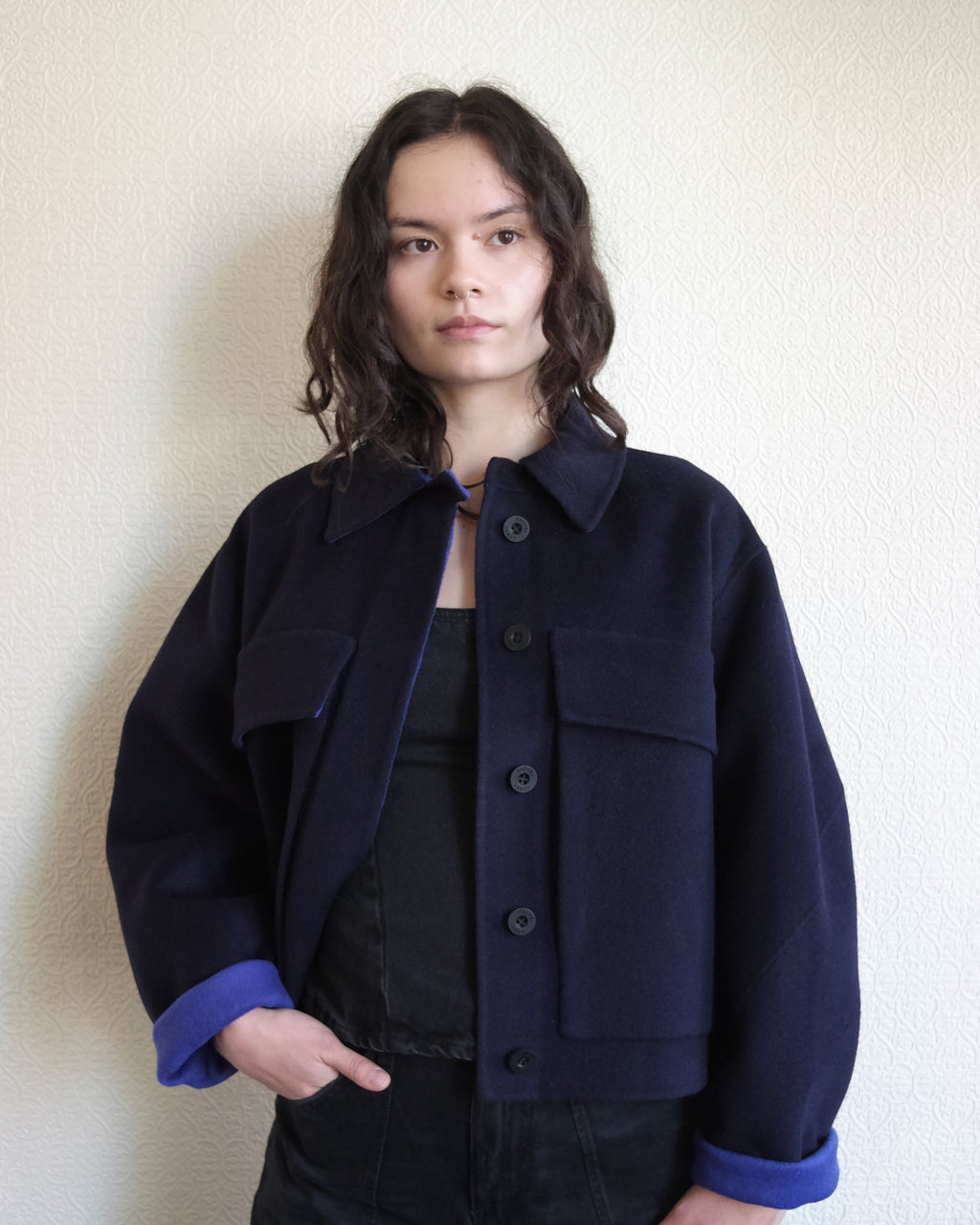 Site Jacket, Navy Wool