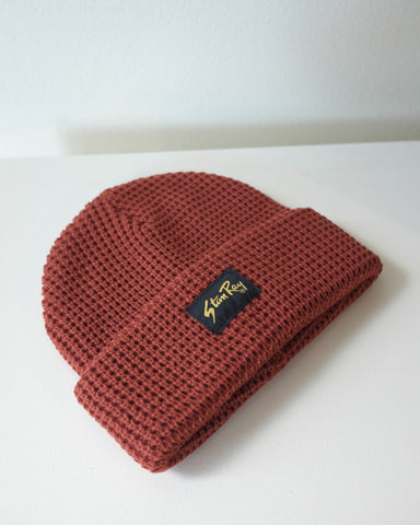 Waffle Knit Beanie, Cranberry