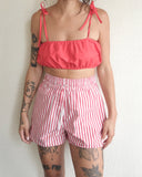 GANNI Stripe Cotton Shorts, Barbados Cherry