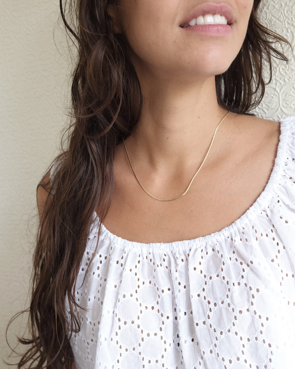 Mini Omega Chain, Gold Herringbone Chain