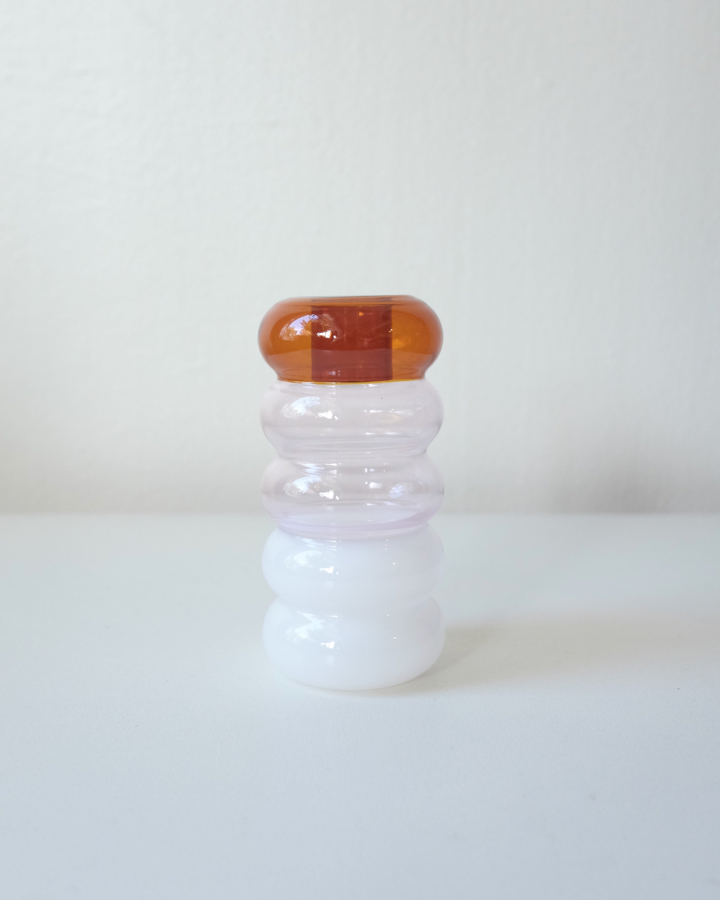 Grande Pauline Candle Holder, Amber Pink White