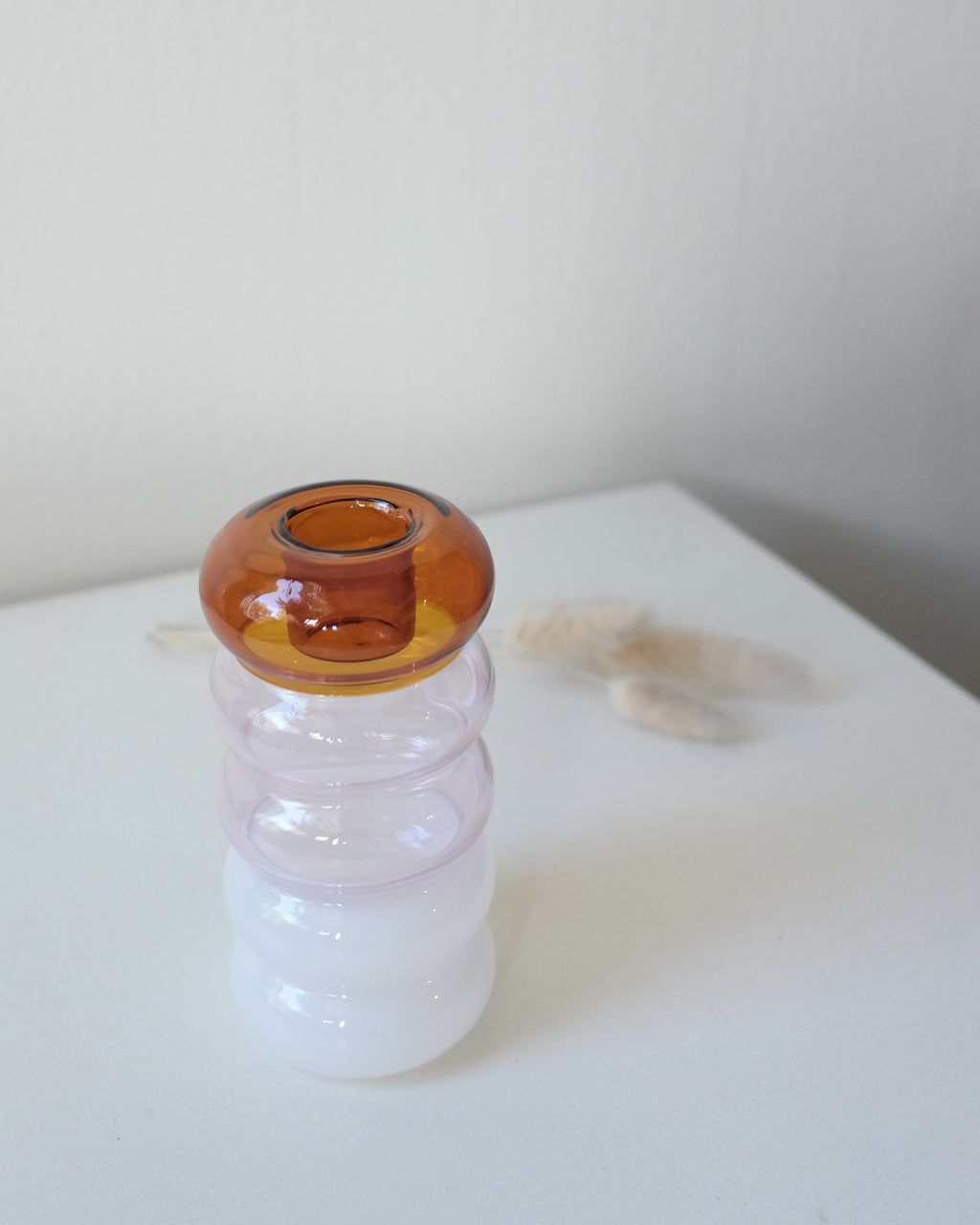 Grande Pauline Candle Holder, Amber Pink White