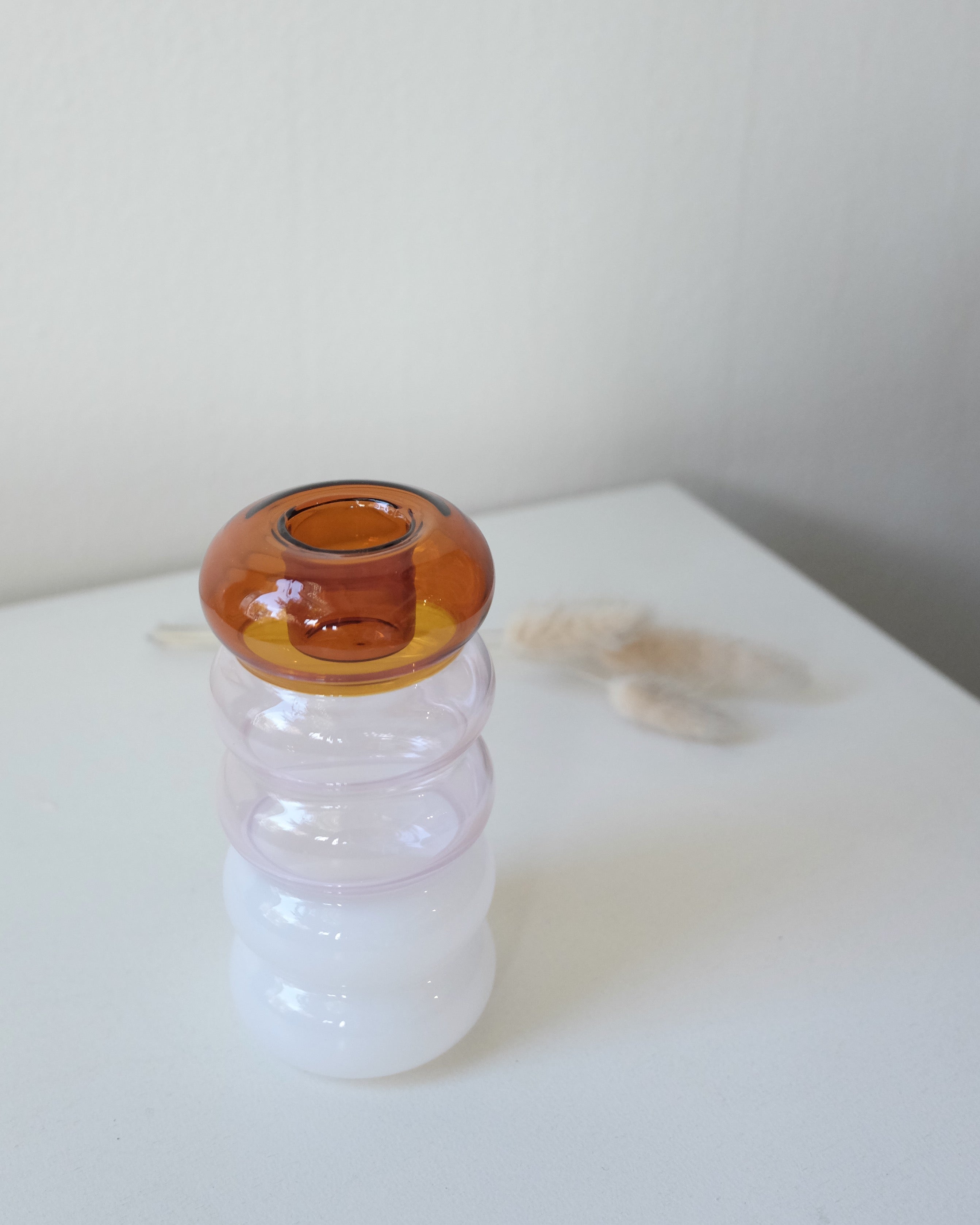 Grande Pauline Candle Holder, Amber Pink White