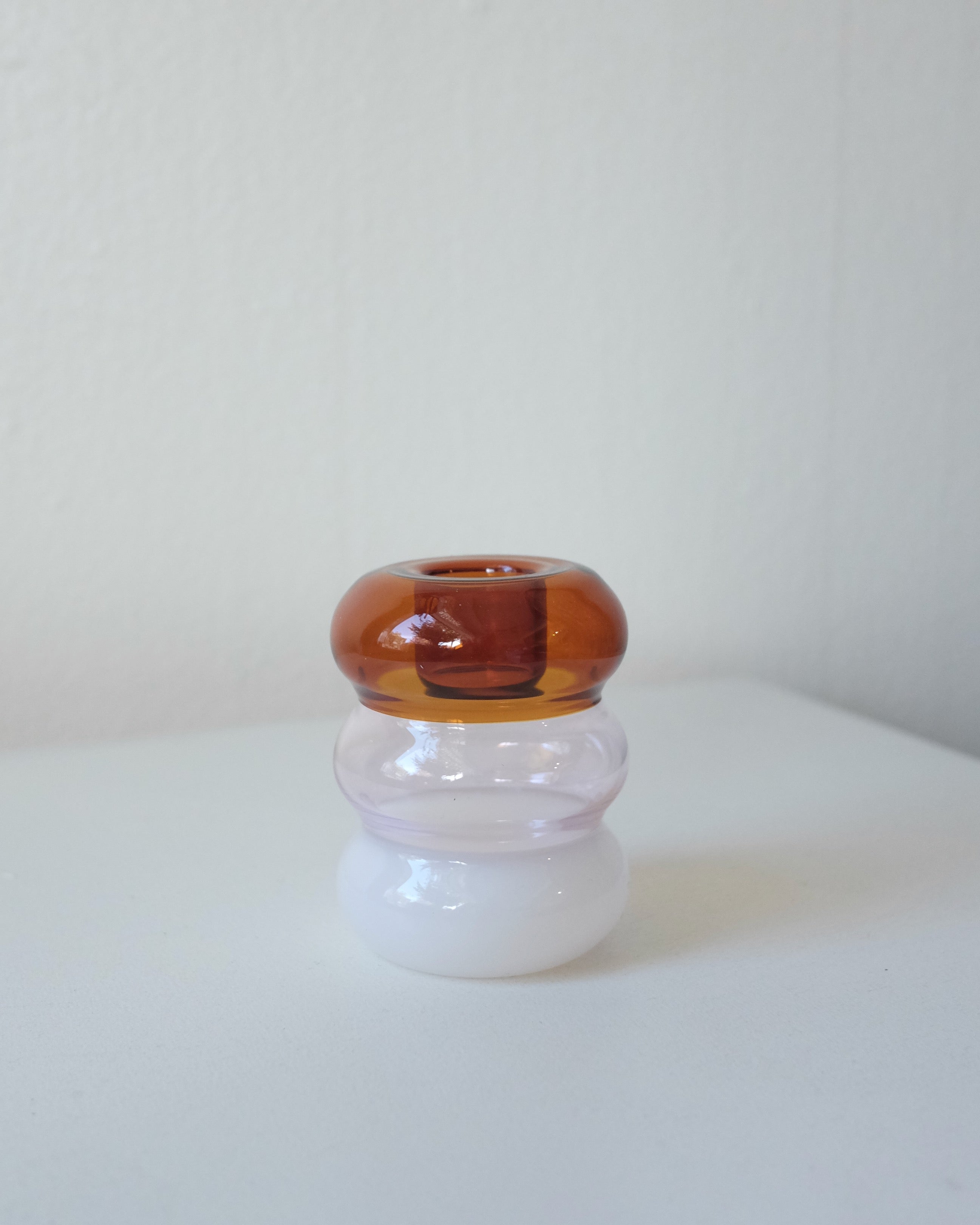 Petite Pauline Candle Holder, Amber Pink White
