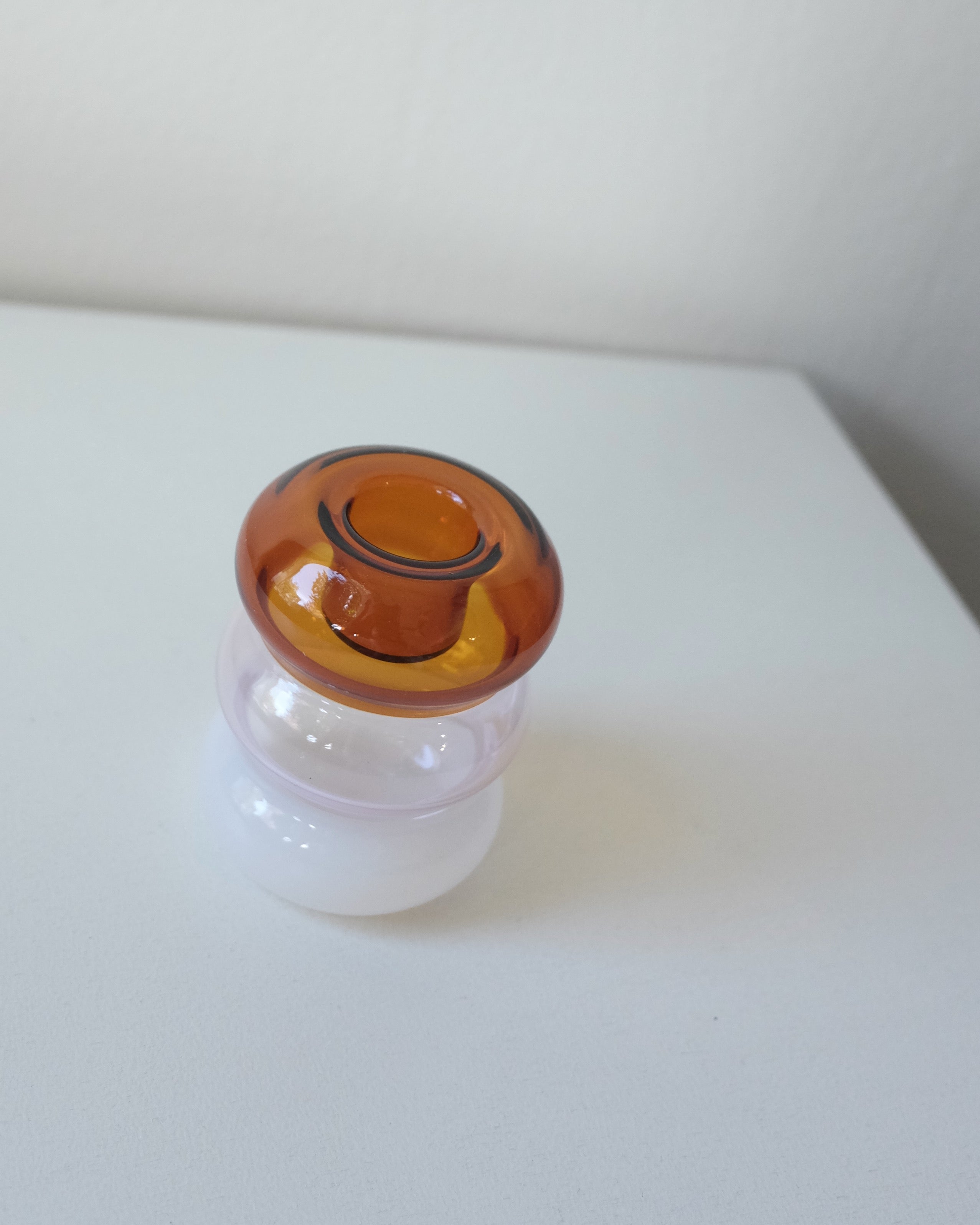 Petite Pauline Candle Holder, Amber Pink White