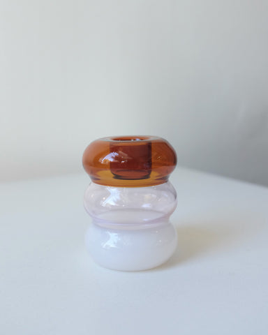 Petite Pauline Candle Holder, Amber Pink White