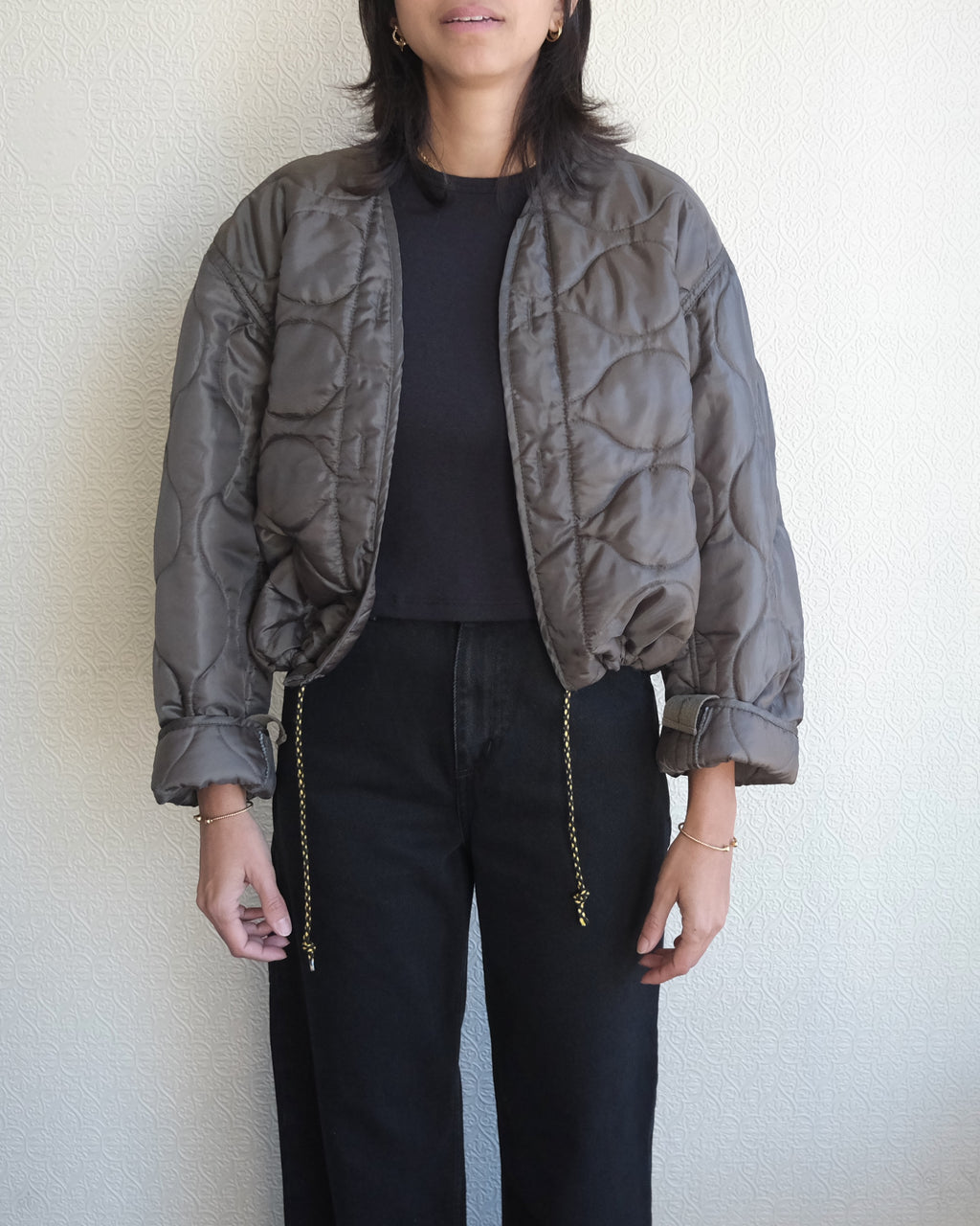 Cropped Military Liner, Olive