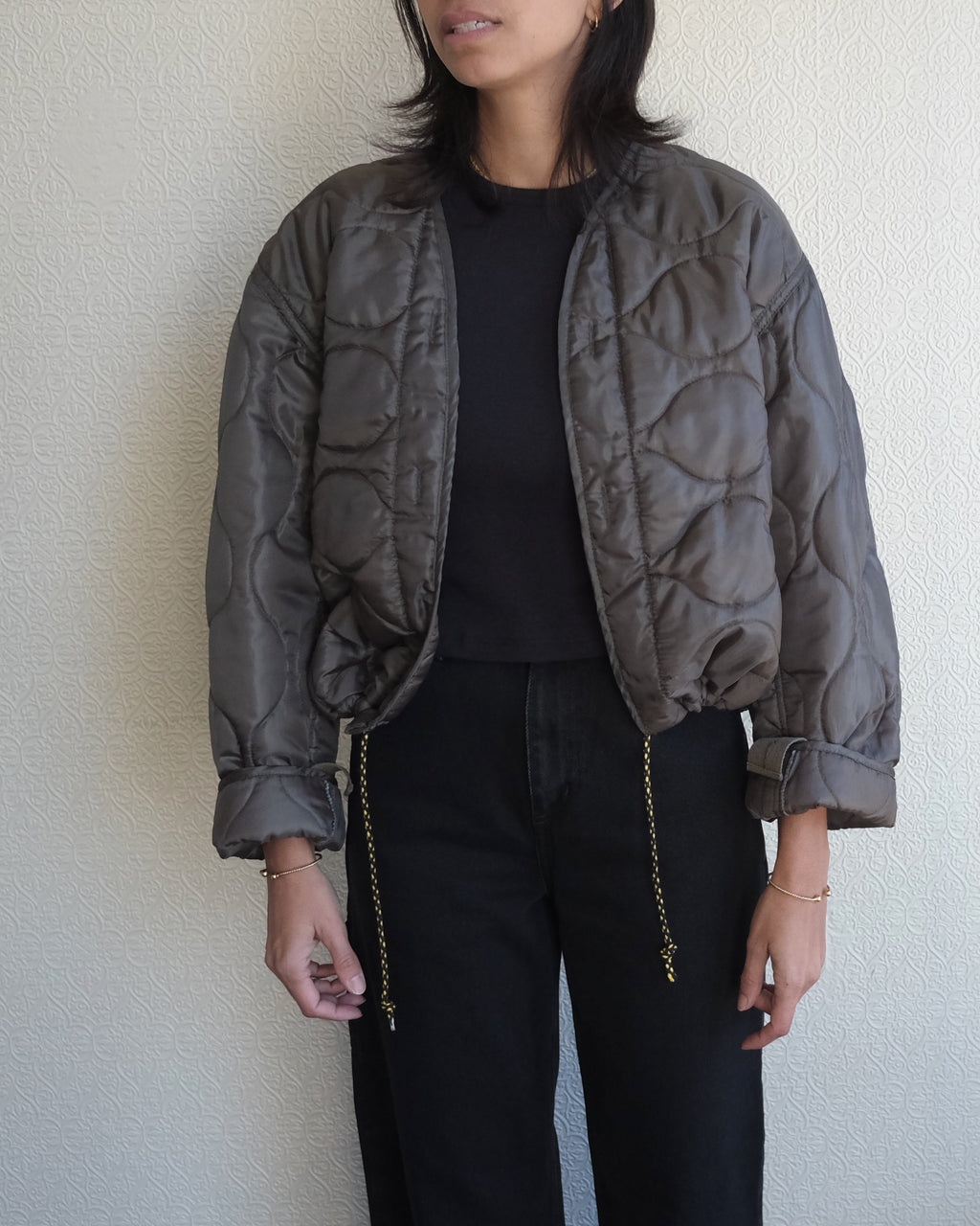 Cropped Military Liner, Olive