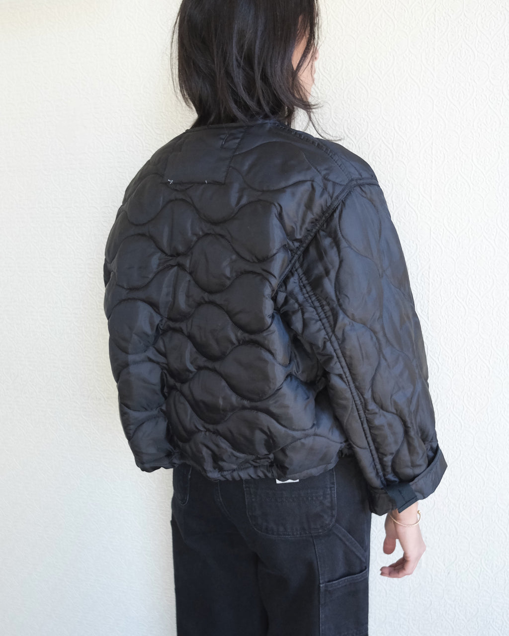 Cropped Military Liner, Black