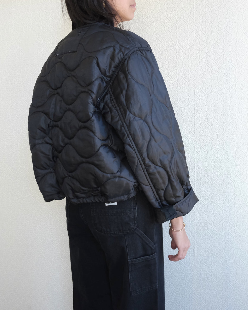 Cropped Military Liner, Black
