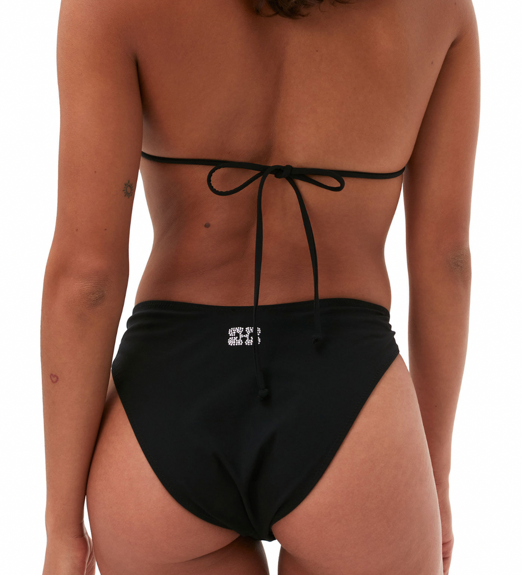 Matte Low Rise Wave Bikini Bottoms, Black