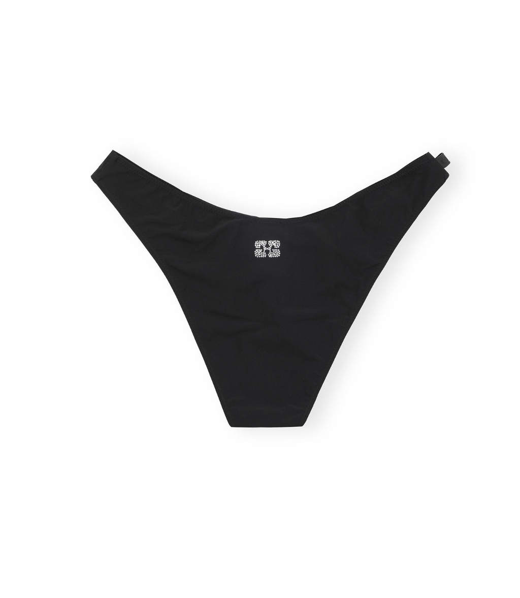Matte Low Rise Wave Bikini Bottoms, Black