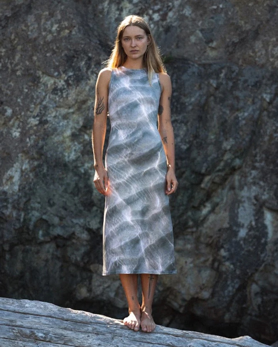 Waves High Neck Midi Dress