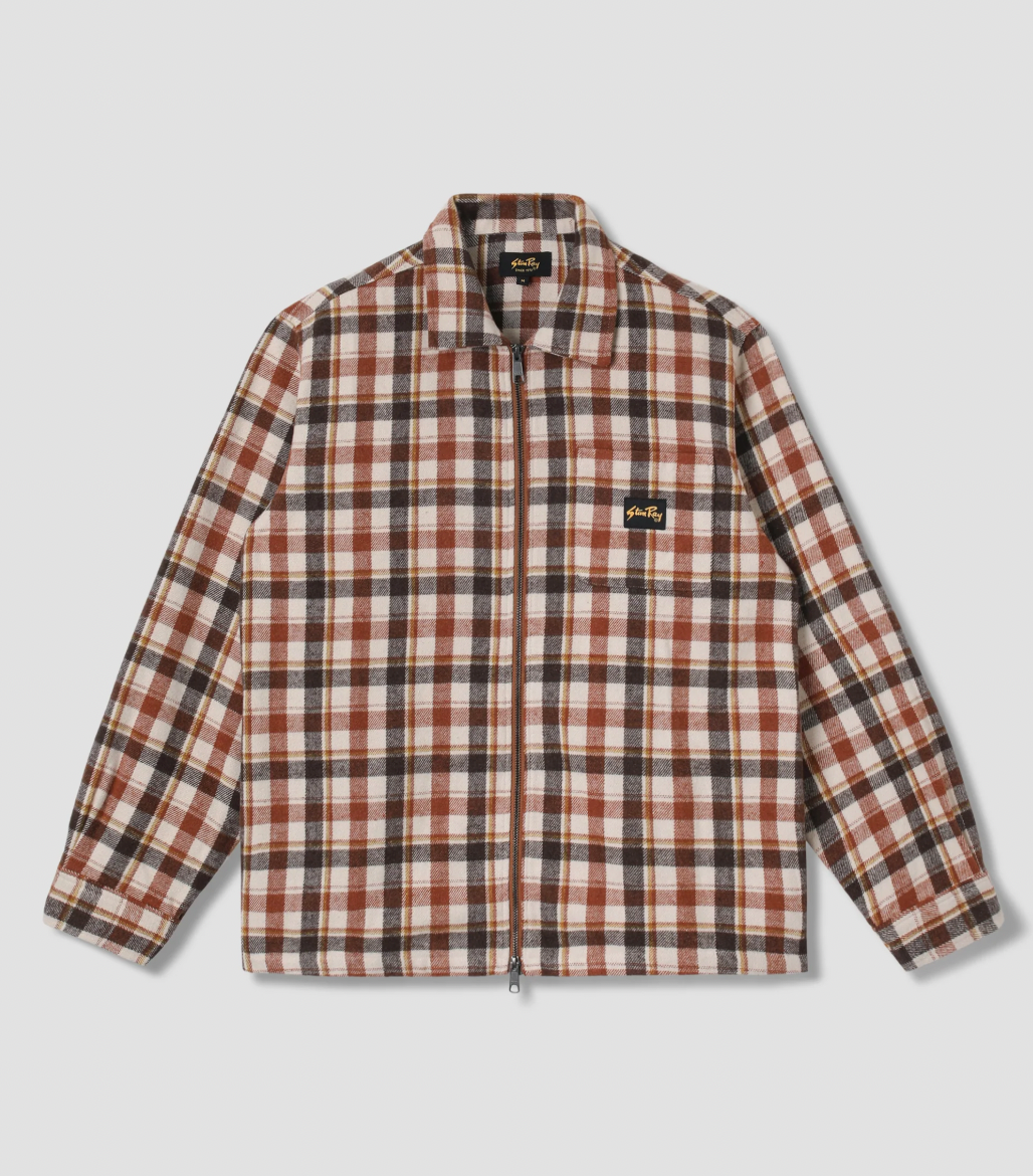 Zip Shirt, Tan Plaid