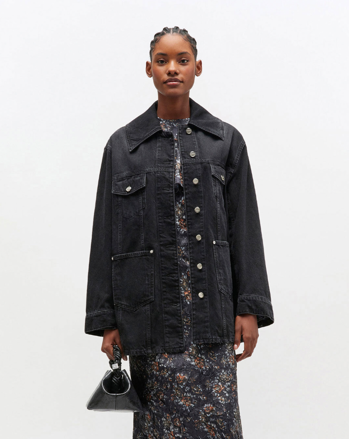 Washed Denim Jacket, Black