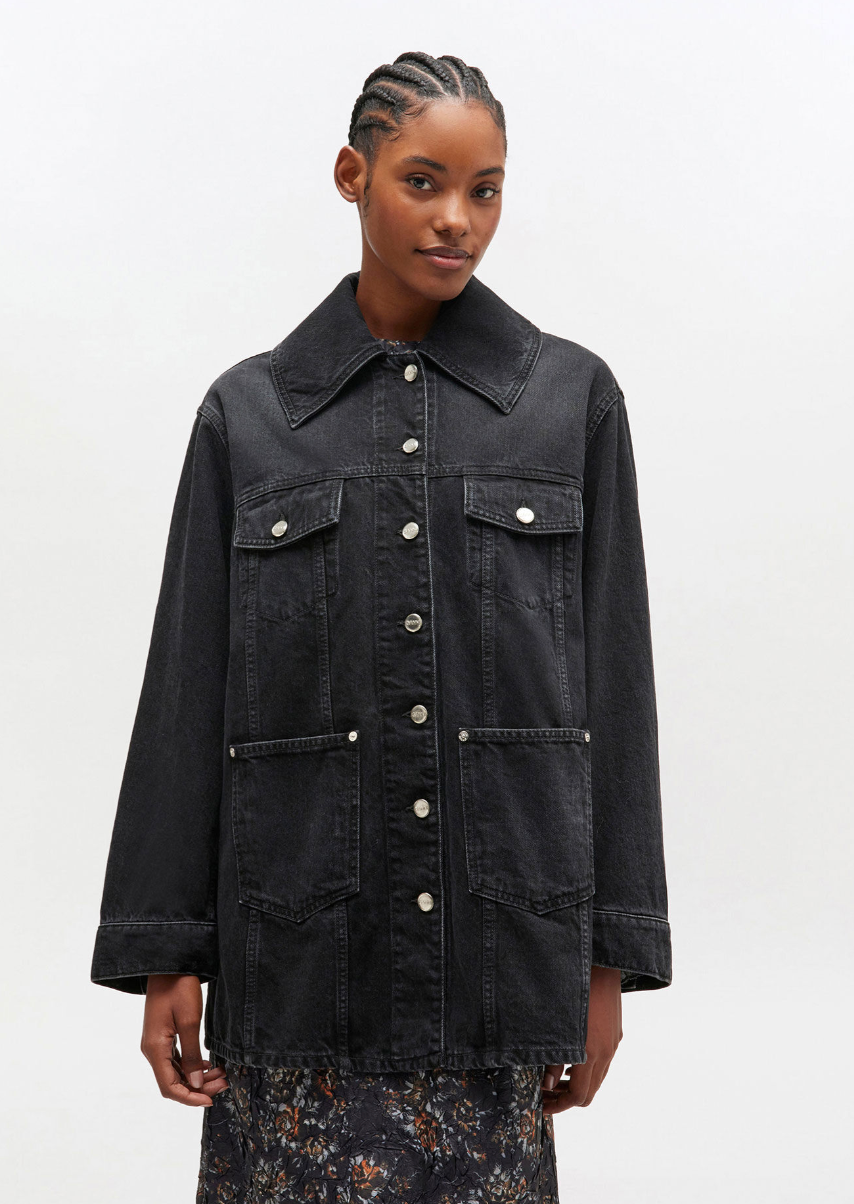 Washed Denim Jacket, Black