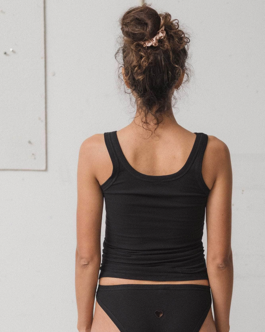 Heart Tank, Black Rib Cotton