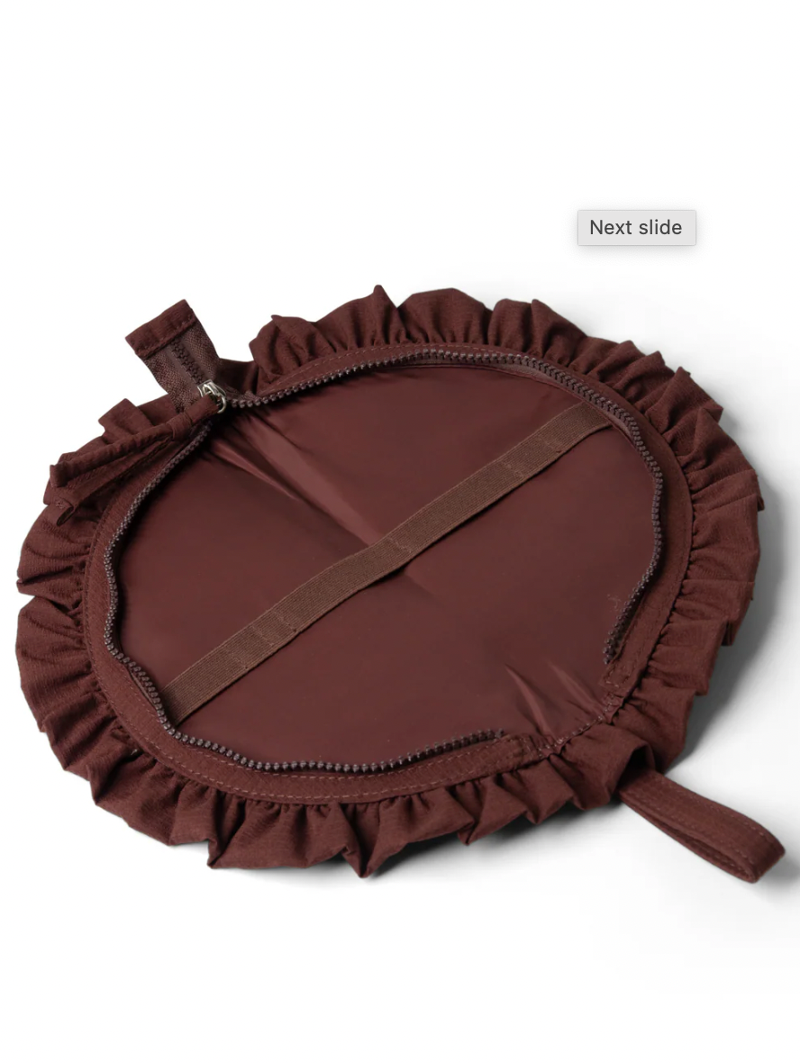 Ruffle Half Moon Makeup Bag, Chocolate