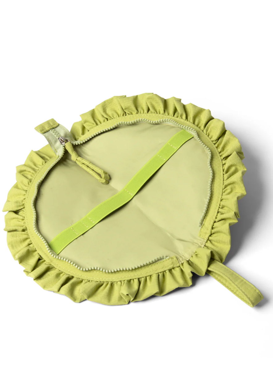 Ruffle Half Moon Makeup Bag, Celery