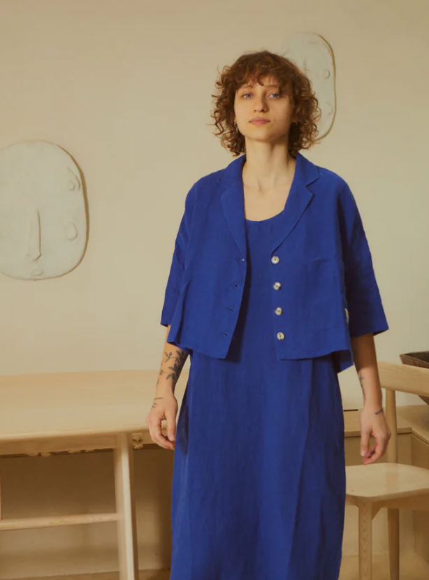 Maxim Shirt, Cobalt Linen