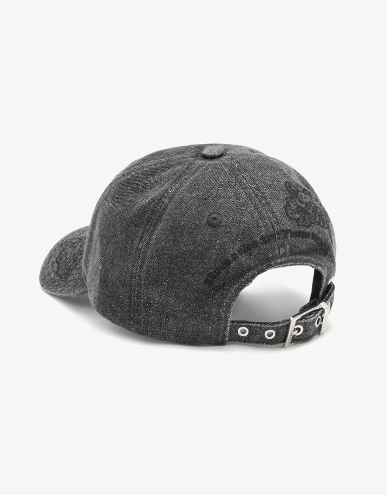 Ganni Cap, Embroidered Black