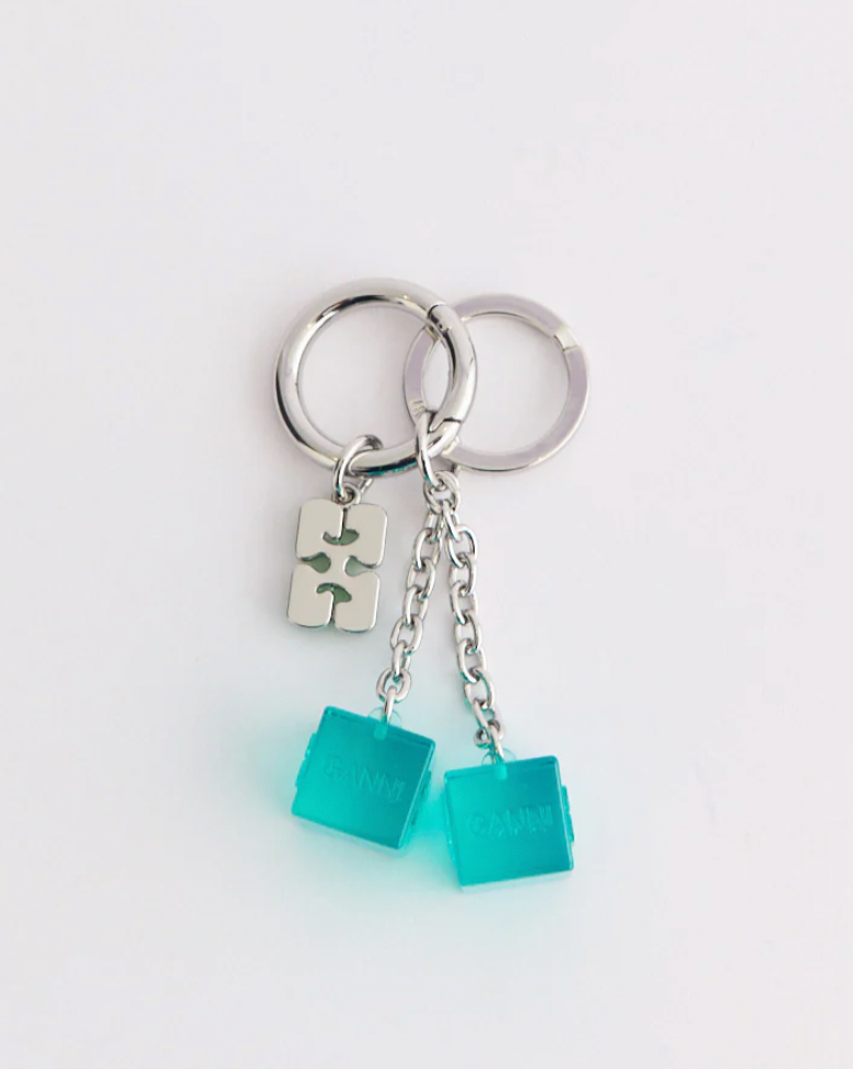 Dice Charm Keychain, Scuba Blue