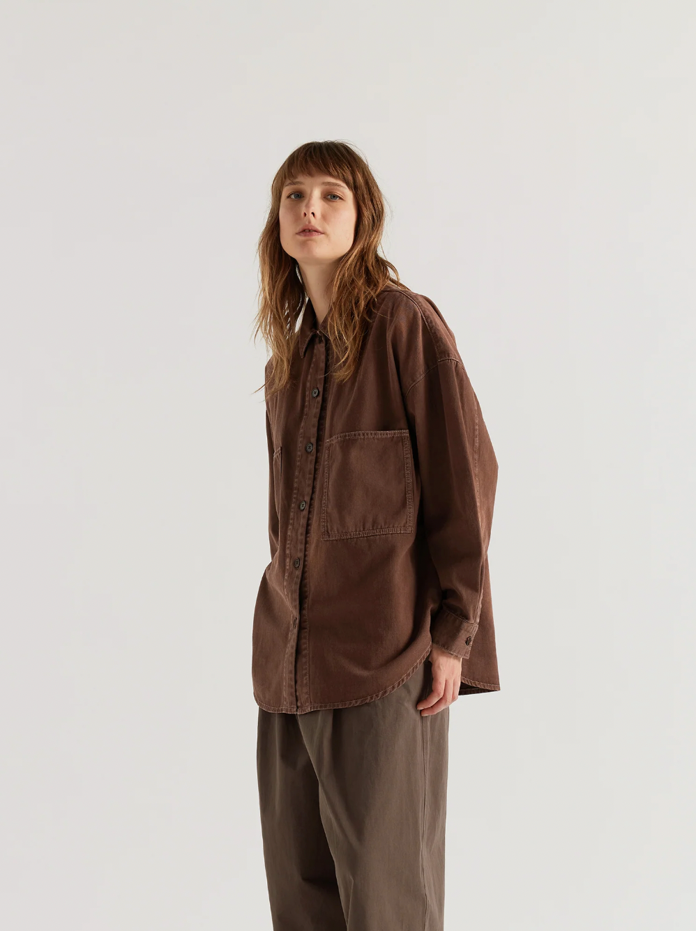 Iris Denim Shirt, Brown Fade