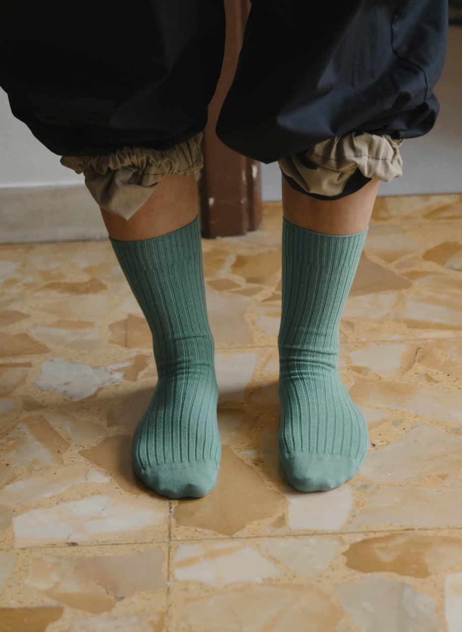 Rib Ankle Socks, Orbit Green