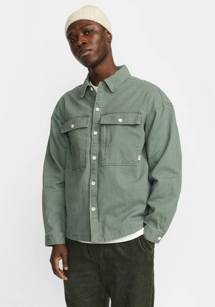 Square Pocket Overshirt, Green