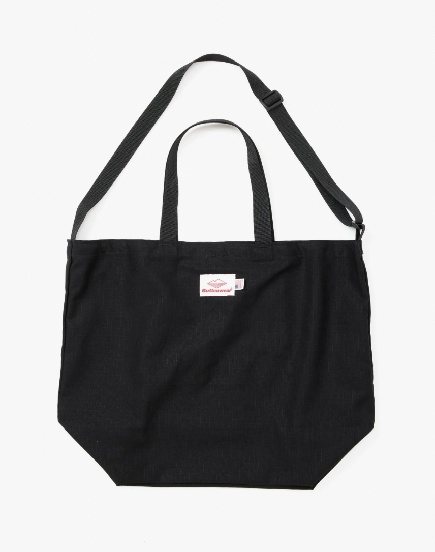 Battenwear Packable Tote, Black Cotton