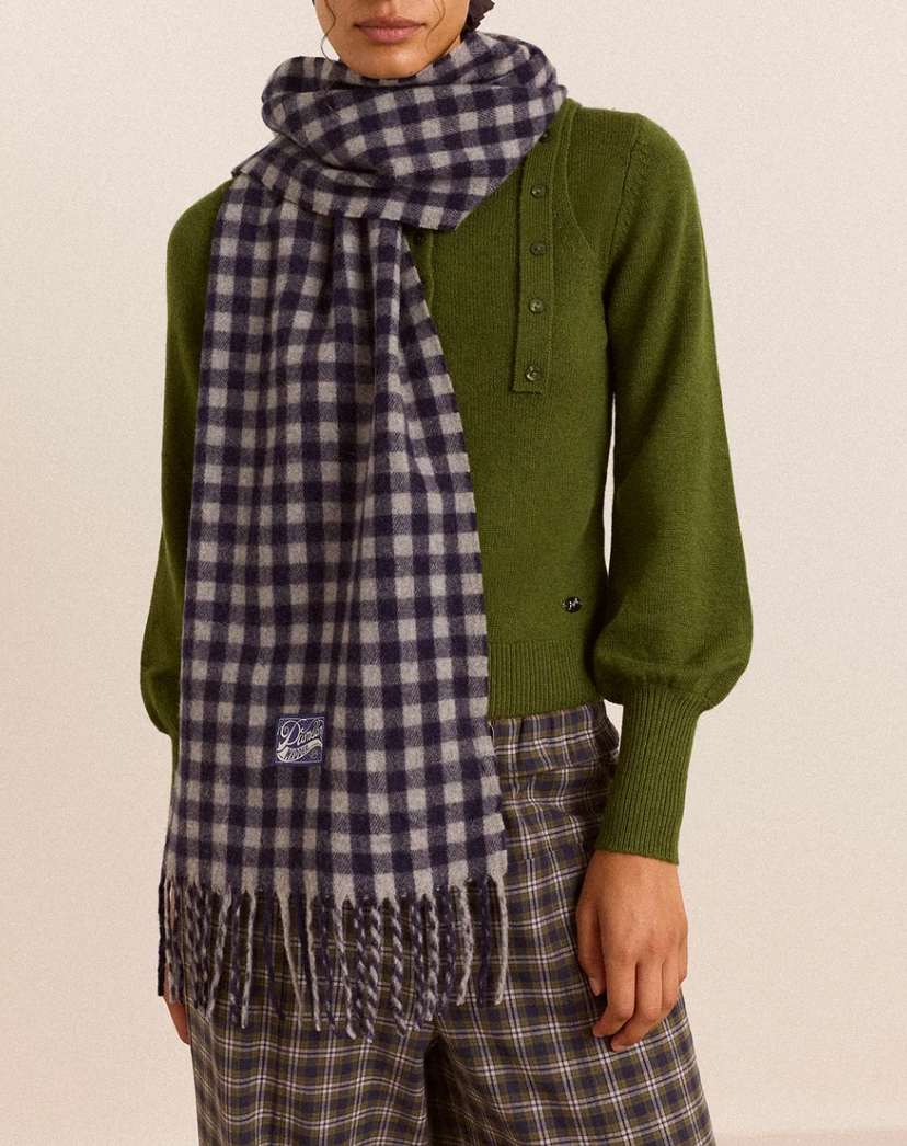 Wool Scarf, Willow Gingham