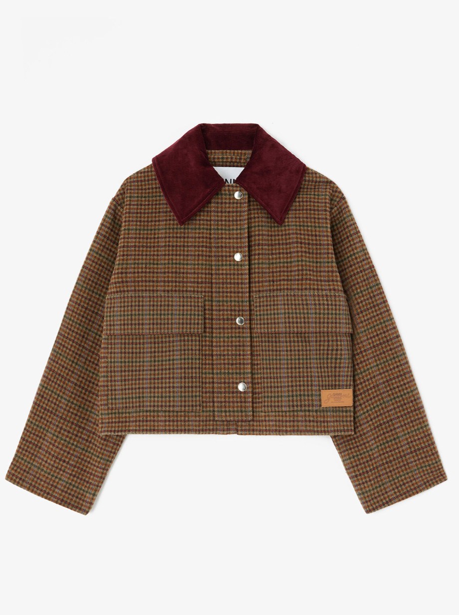 Crop Barn Jacket, Check Twill