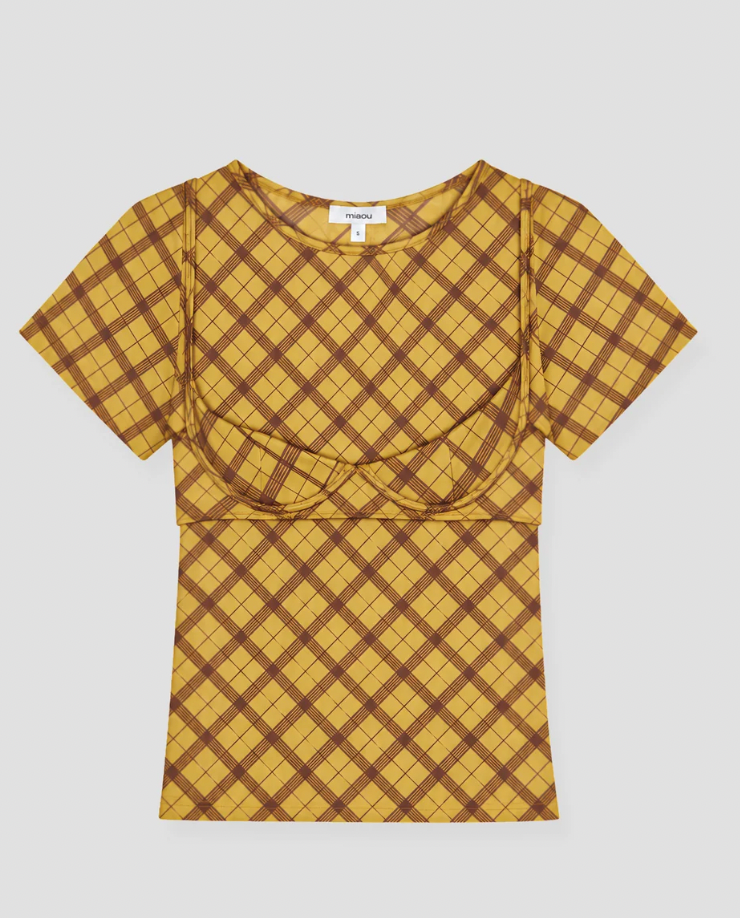 Cara Mini Tee, Mustard Plaid