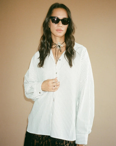 Robbie Shirt, White Pencil Stripe
