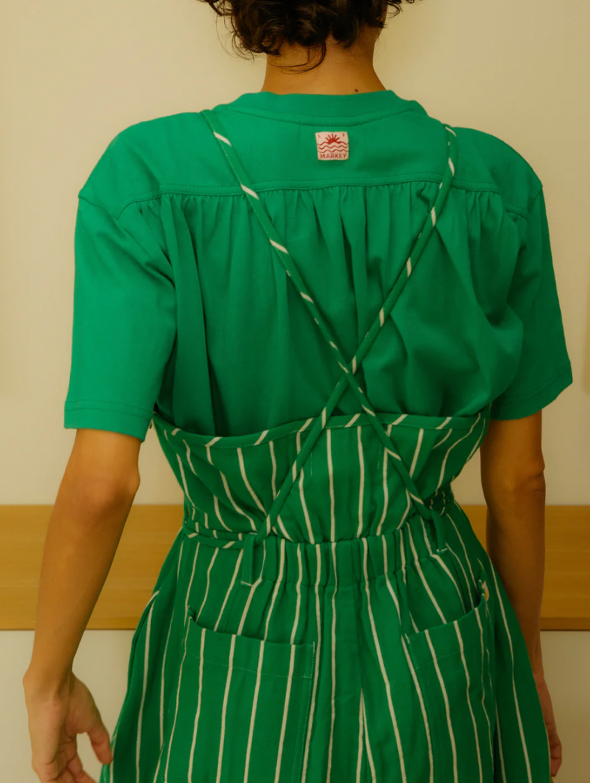 Tomasin Overalls, Green Stripe